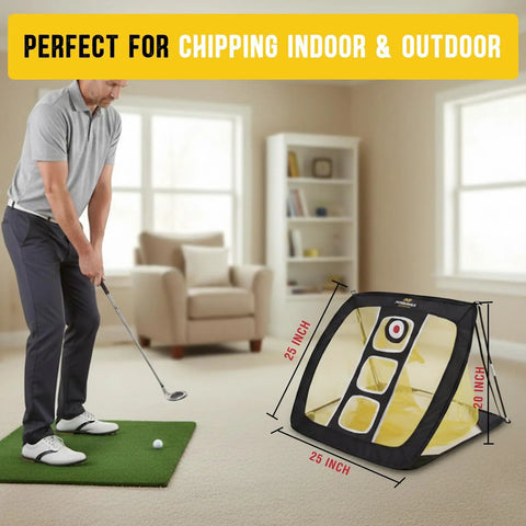 Indoor use of Chipping Net Pop Up Golf Net For Backyard Driving And Indoor Outdoor Practice Improve Short Game Accuracy