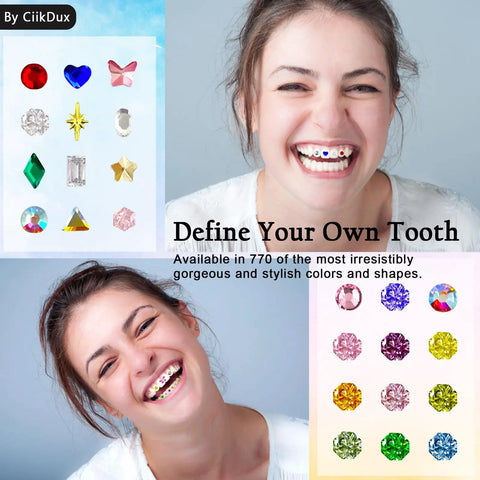 Diy Tooth Jewelry Kit With 770 Crystals And 12 Shapes Bedazzle Gems Teeth Jewelry Starter Set For Easy On Teeth Sparkle