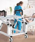 Heavy Duty Electric Toilet Seat Raiser With Solid Grip Handles Adjustable Height Lift Chair in medical setting, showing ergonomic design.