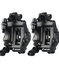 Two black Zoom HB-100 hydraulic disc brake calipers for MTB/road bikes, front and rear.