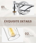 Vanity Lighting For Bathroom Dope Modern Over Mirror Wall Lamp With Clear Glass Shade Chrome Finish E26 Base detail view