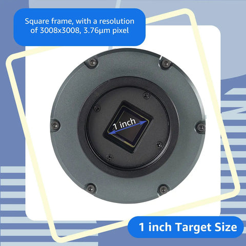 605CC Cooled Astrophotography Camera With Double Layer Semiconductor Cooling showing 1 inch target size.