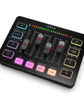 Streaming Ready Gaming Audio Mixer With RGB PC Interface, XLR Mic Input, Individual Channel Control, Volume Fader, Mute Button, 48V Phantom Power