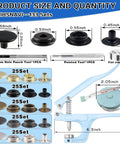 Heavy Duty Snap Fastener Kit 125 Sets In Five Colors For Canvas Tarps Bags Jeans And Boat Covers Durable Stainless Steel 15mm Snap Buttons With Easy Mounting Tools For Quick DIY Install And Repairs, showing contents and dimensions.