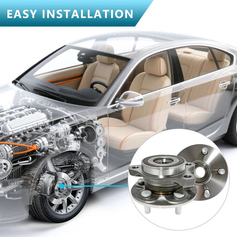 Cutaway view of car showing Pair Front Wheel Bearing Hub Assembly 513402 Compatible With Corolla 2019 To 2024, Prius 2016 To 2022, with ABS.