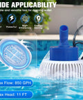 All Weather Navy Pool Cover Pump With Lights, Submersible Sump Pump For Above Ground Pools, 850 GPH in pool