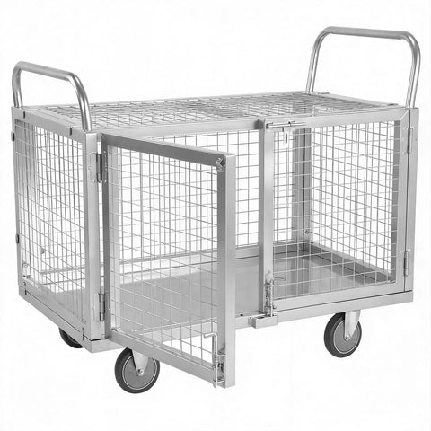 Badass 7 In 1 Convertible Platform Truck With Swivel Casters And Detachable Wire Cages for heavy duty transport in warehouse