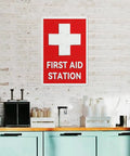 Emergency Medical Facility Sign 8x12 Aluminum Indoor Outdoor Safety Plaque in kitchen setting