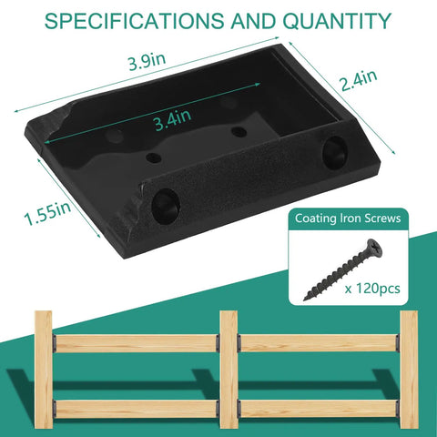 Deck Railing Brackets Connectors For 2x4 Posts, 20 Piece Nylon 90 Degree Set With 120 Screws, Pre Drilled Corrosion Resistant Hardware For Fast Easy Outdoor Rail Install