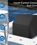 Center Console Boat Dust Cover With Oxford Cloth Waterproof Fabric on yacht showing waterproof features next to water