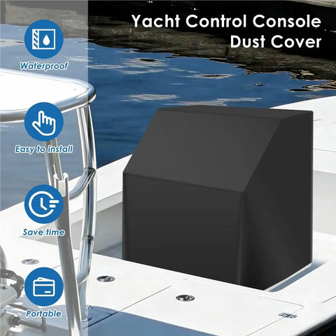 Center Console Boat Dust Cover With Oxford Cloth Waterproof Fabric on yacht showing waterproof features next to water