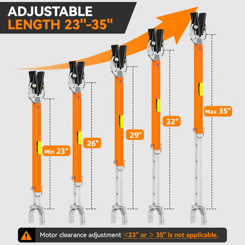 Heavy Duty Adjustable Boat Transom Saver Supports Up To 100 HP Outboard Motor with adjustable lengths from 23 to 35 inches.