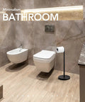 Matte Black Freestanding Toilet Paper Holder Stand For Bathroom With Dope 304 Stainless Steel Rustproof Pedestal In Modern Bathroom