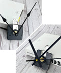Quartz Long Shaft Clock Movement Kit For DIY Wall Clocks Easy Install, 31mm Shaft, shown with included clock hands