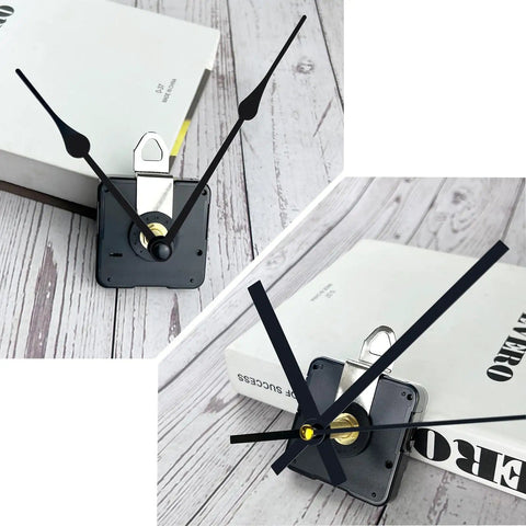 Quartz Long Shaft Clock Movement Kit For DIY Wall Clocks Easy Install, 31mm Shaft, shown with included clock hands