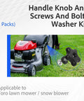 Awesome Handle Knob And Screw Bolt Washer Kit That Slaps On Toro Lawn Mowers Or Snow Blowers 2 Pcs Replacement Fits Models 38536 106-4161 And More No Hassle Fix For Quick Repair Jobs, black plastic knob and bolt on Toro mower