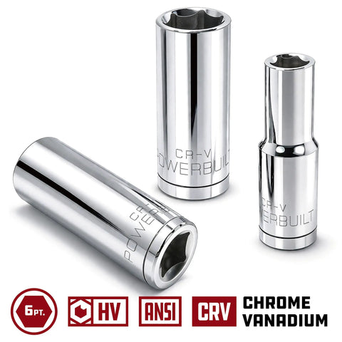 1/2 Inch Drive 27mm Deep Socket 6 Point Chrome Vanadium Precision Deep Reach For Recessed Bolts Ideal For Automotive And Mechanical Work And Everyday DIY Tasks, chrome finish