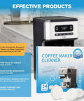 Solid Pick 24 Pack Coffee Maker Cleaning Tablets Honestly Hella Good At Knocking Out Limescale And Coffee Buildup For Drip Or Espresso Systems Alongside Garbage Disposals To Keep Sink Pipes Fresh Daily, displayed with coffee maker.