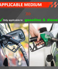 Fuel nozzles in vehicle tanks showcasing High Performance 12V Inline Fuel Pump For Gasoline And Diesel Engines With 5 To 9 PSI And 30 GPH
