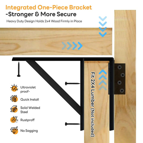 Heavy Duty Anti Sag Gate Kit With Right Opening Latch And Adjustable Brackets For Wooden Fence Or Patio Fits 24 To 60 Inches Wide Works With 2x4 Lumber No Wood Included