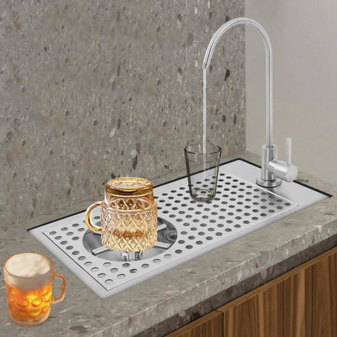 Zero Stress Slick Stainless Steel Sink Glass Rinser With Easy Faucet Mount Heavy Duty Dual Spray Wand For Commercial Bars And Home Cafes Flushes Cups Clean Quick
