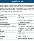 Specification chart for 100MHz Oscilloscope Probe Kit With BNC Clip Probes Attenuation Adjustable 1x Or 10x Grounding Clip