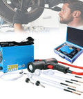 Straight Up Heavy Duty 1500W Portable Induction Heater Kit Includes Four Magnetic Coils And Rugged Carry Case on a workshop bench.