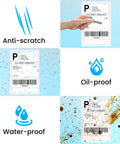 4x6 Direct Thermal Shipping Labels Fanfold Pack Of 500 With Ultra Strong Adhesive, shown with anti-scratch, oil-proof, and water-proof features.