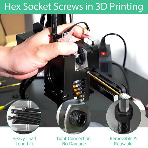 Heavy Duty M3x30mm Hex Socket Head Cap Screws And Bolts 130 Piece Set 12.9 Grade Carbon Steel used in 3D printer assembly.
