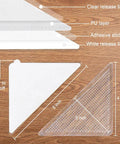 Triangle Anti Slip Rug Tape Pad Set Keeps Rugs In Place And Prevents Curling, Washable 6x4 inch pad layers detailed view.