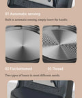 Game Changing Electric Coffee Tamper With 30 Kg Steady Pressure And Easy Touch Screen Controls showing automatic sensing mechanism and anti-slip base.