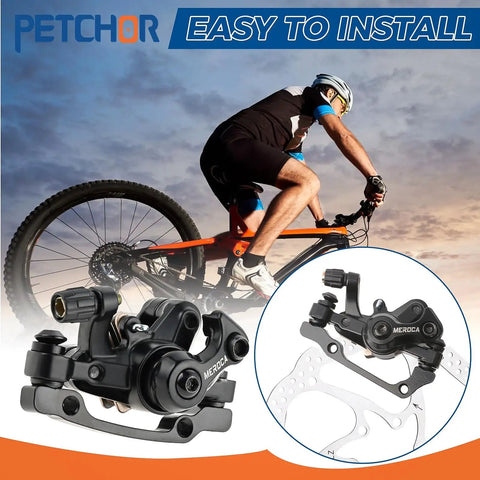 Heavy Duty Mechanical Disc Brake Set Front And Rear Calipers For MTB Road Bike with durable aluminum calipers in action.
