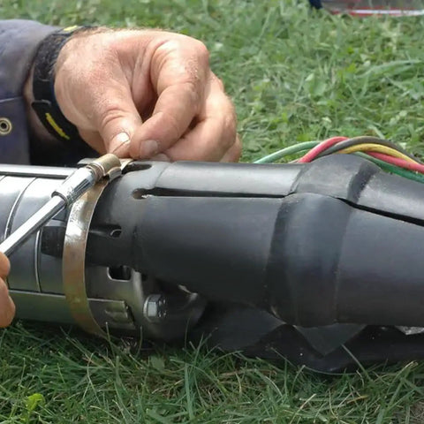Installing Expandable Rubber Torque Arrestor for Well Pumps Fits One to One and a Quarter Inch Pipe Size Adjustable to Four to Eight Inch ID
