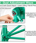 Heavy Duty Bottle Screw Jack For Floor Leveling And Auto Maintenance, showing hand crank and lever adjustment features.