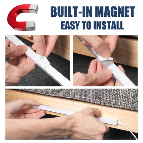 Two Pack USB Powered LED Under Cabinet Lights With Magnetic Mounts AC Plug Included For Kitchen Counter Closet Dorm Room Desk And Work Table Use Energy Efficient Bar Light