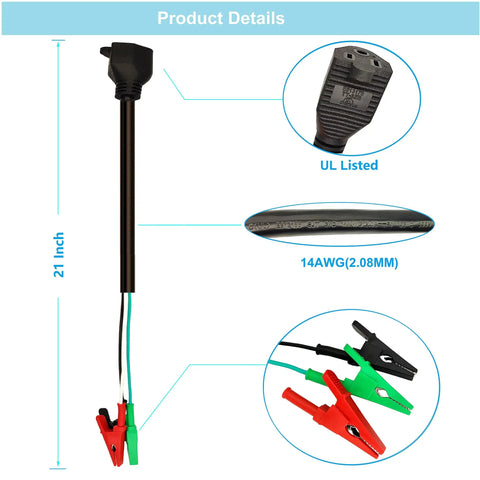 Pro Grade Must Have HVAC Tools Kit Accessory For Circuit Breaker Finder And Vacuum Pump With AC Gauges Clearance And Equipment showing heavy-duty cables with crocodile clips, UL listed plug, and specifications.