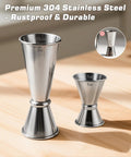 Stainless Steel Cocktail Jiggers 2 Pack Japanese Style Double Measuring Cups For Bartenders 1oz 2oz and 0.5oz 1oz Durable 304