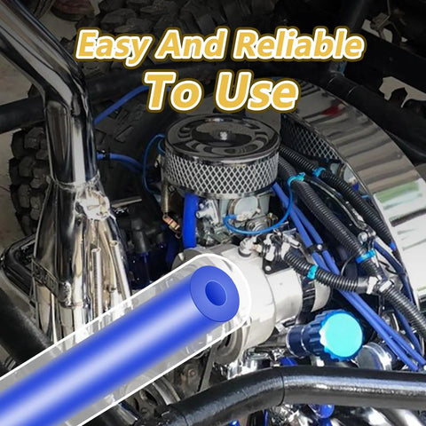 Blue Silicone Vacuum Hose Kit For Cars With Color-Matched Connectors, 6 Size Tubing Set, engine installation view