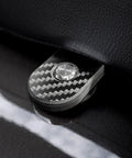 Tighten Up Your Setup With Badass Anti Theft Seat Screws Featuring A Cool Carbon Fiber Look And Heavy Duty Stainless Steel Body Fits 1 4 X 20 Threads Like A Glove Includes A Quick Grab Hex Tool For Smooth Take Off On Touring Bikes close-up of stainless steel anti-theft seat screw with carbon fiber design