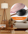 Wood Tripod Floor Lamp With Shelves, Dimmable LED Modern Floor Lamp With Remote Memory Function, 4 Color Temperatures, foot switch detail