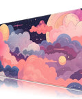 Cute Desk Pad With Kawaii Clouds In Pink And Purple XXL Full Desk Mat For Gaming And Work 31.5 By 15.7 Inches Non Slip Rubber Base Large Mouse Keyboard Pad Anime Style Desk Decor Accessory