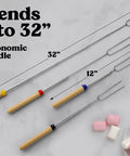 Sturdy 32 Inch Marshmallow Roasting Sticks For Fire Pit Bonfire All In One Camping Kit Eight Pack Stainless Steel Telescopic Skewers