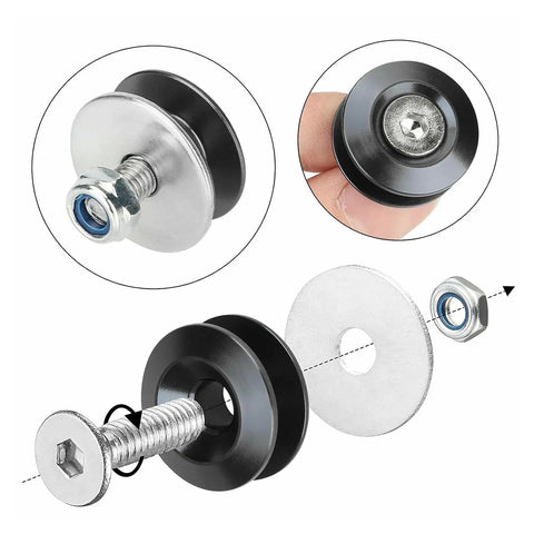 Universal Car Bumper Quick Release Kit With Billet Aluminum Fasteners And O Ring Seal for easy bumper, trunk, fender install.