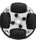 Omni wheel with aluminum hub, 38 mm diameter, black rubber rollers
