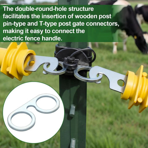 10 Piece T Post Gate Hook Set For Electric Fence High Tensile Ranch Farm And Property Heavy Duty Eyelet And Pin Lock Insulator