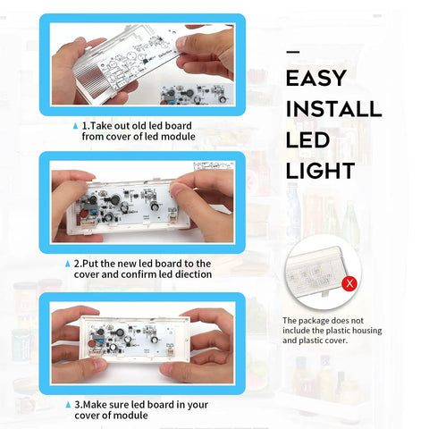 Super Bright 7500K Refrigerator LED Replacement Light Kit 3 Pack W10515058 And W10515057 installation guide image