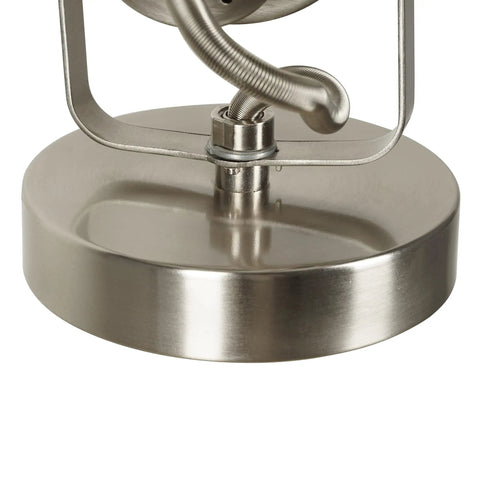 Base and arm detail of Modern Multipurpose Spotlight Desk Or Wall Mount Accent Lamp 6 Inch Brushed Nickel Finish Adjustable Shade