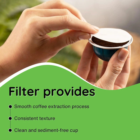 Hands placing foil seal on reusable capsule from DIY Coffee Pod Kit For Nespresso VertuoLine Brewers Create Your Own Pods.