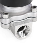 Close-up of 3/4 Inch Stainless Steel Electric Solenoid Valve 12V DC NC For Air Water Fuel With Viton Seals, corrosion resistant body