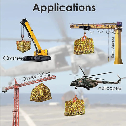 Heavy Duty Cargo Net For Lifting And Securing Loads Tear Resistant Nylon Sling Net used with crane and helicopter